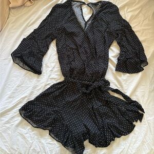 Who What Wear Black and White Polka Dot Romper